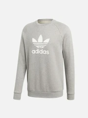 (CY4573) TREFOIL WARM-UP CREW SWEATSHIRT-GREY